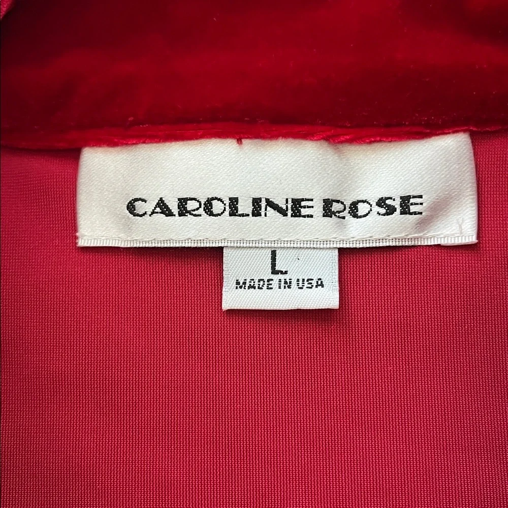 Caroline Rose Red Velvet Button-Up Dress - Picture 2 of 3